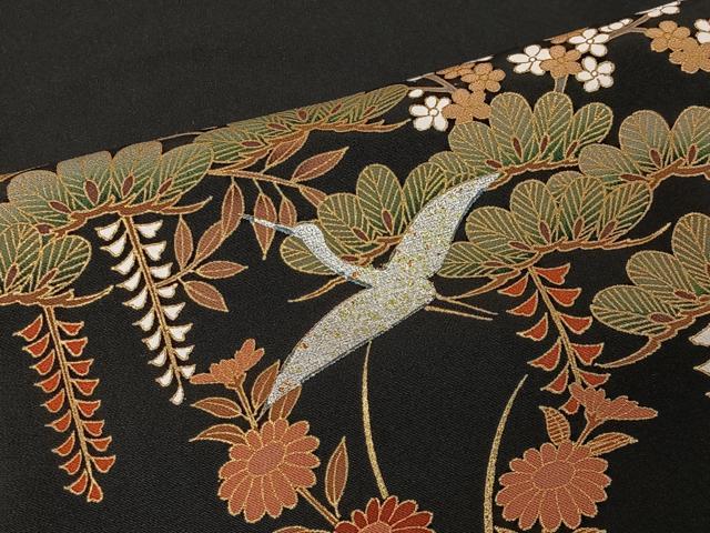 平和屋着物○豪華色留袖 駒刺繍 色紙鳳凰花文 金銀彩 正絹