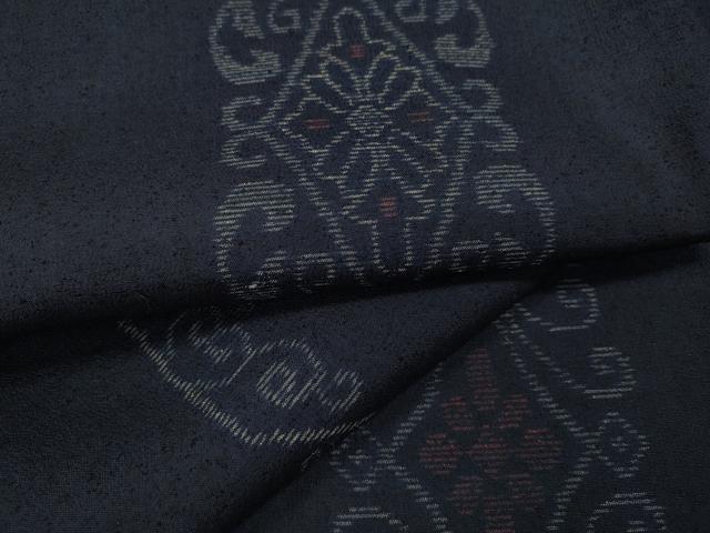 平和屋着物▽本場大島紬　薩摩結城　単衣　吉祥花間道　正絹　逸品　CAAW2812ut