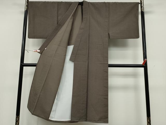 平和屋着物▽男性　本場染大島紬　単衣　格子柄　正絹　逸品　CAAW2819ut 平和屋着物▽男性 本場染大島紬 単衣 格子柄 正絹 逸品 CAAW2819ut