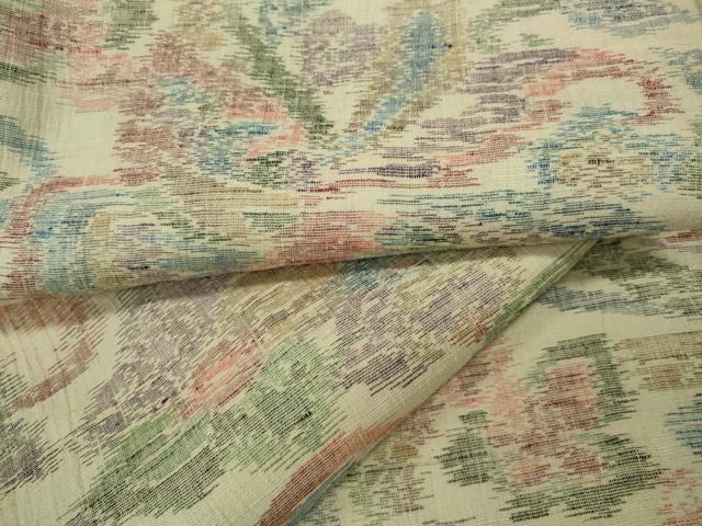 平和屋着物▽上質な紬 単衣 更紗花文 正絹 逸品 CAAW2842utの通販はau