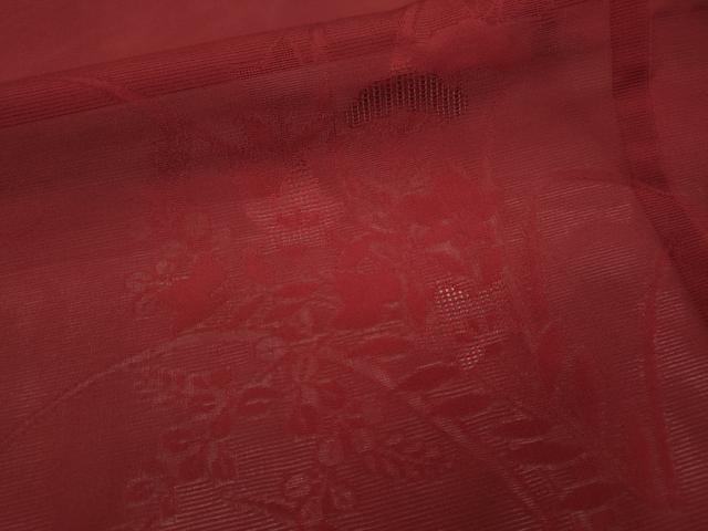 平和屋着物＊夏物　色無地　絽　草花紋紗　濃紅色　正絹　逸品　未使用　CAAW2928ut