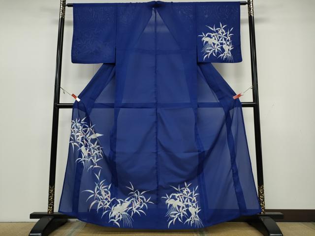 平和屋着物＊夏物　訪問着　絽　鷺　草木文　洗える着物　CAAW3063ut