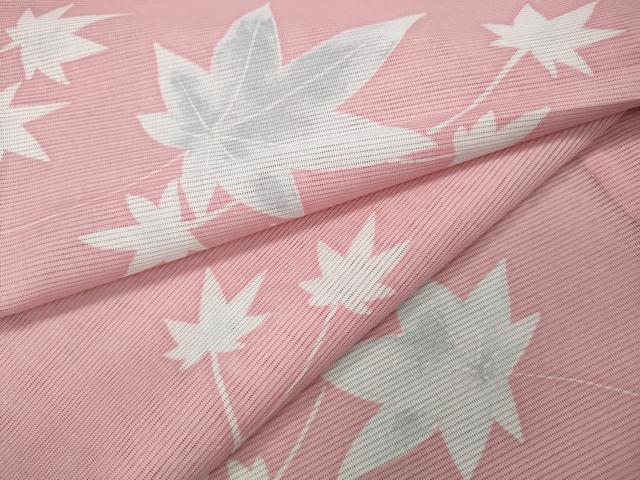 平和屋着物＊夏物　小紋　絽　舞葉文　洗える着物　CAAW3068ut