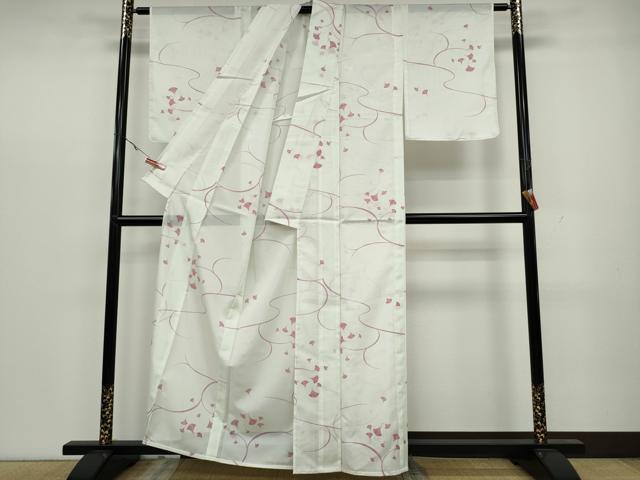 平和屋着物＊夏物　小紋　絽　舞葉文　洗える着物　CAAW3071ut_2
