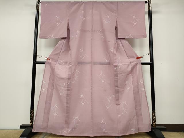 平和屋着物＊夏物　小紋　紗　草花文　洗える着物　CAAW3091ut_1
