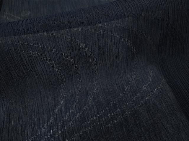平和屋着物＊夏物　色無地　立波紋紗　濃藍色　洗える着物　CAAW3097ut