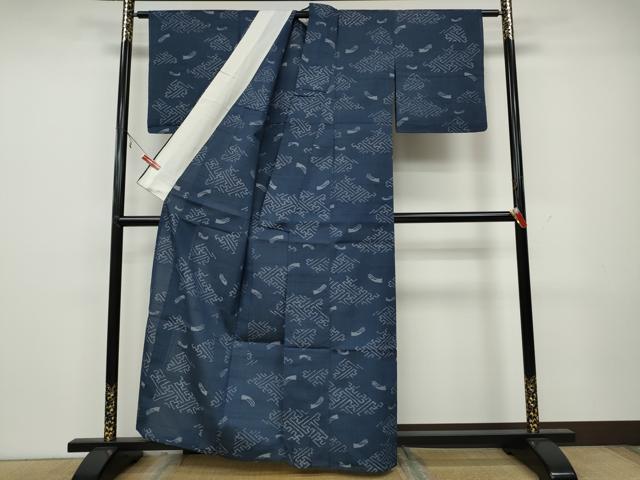 平和屋着物□極上 本場大島紬 単衣 雪輪花鳥文 やまと誂製 逸品