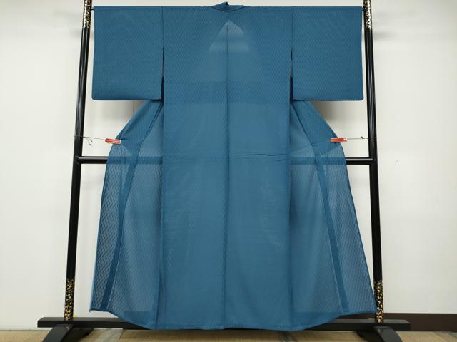 平和屋着物＊夏物　色無地　立涌紋紗　藍色　正絹　逸品　CAAW3122ut 平和屋着物＊夏物 色無地 立涌紋紗 藍色 正絹 逸品 CAAW3122ut