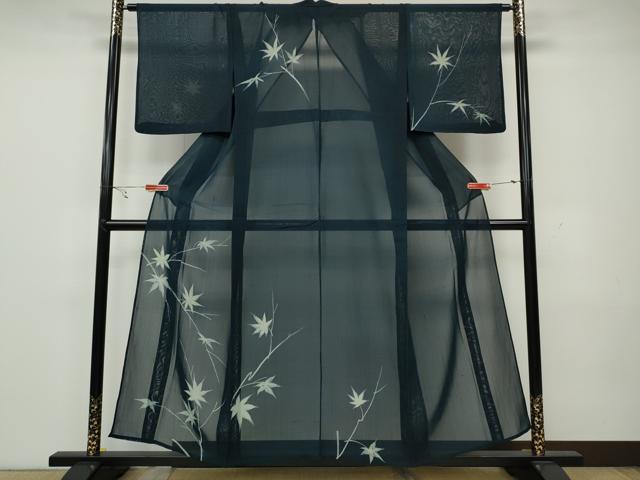 平和屋着物＊夏物　訪問着　紗紬　枝楓文　正絹　逸品　CAAW3129ut