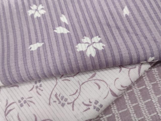 平和屋着物＊夏物　小紋　縦絽　市松花文　やまと誂製　洗える着物　未使用　CAAW3140ut