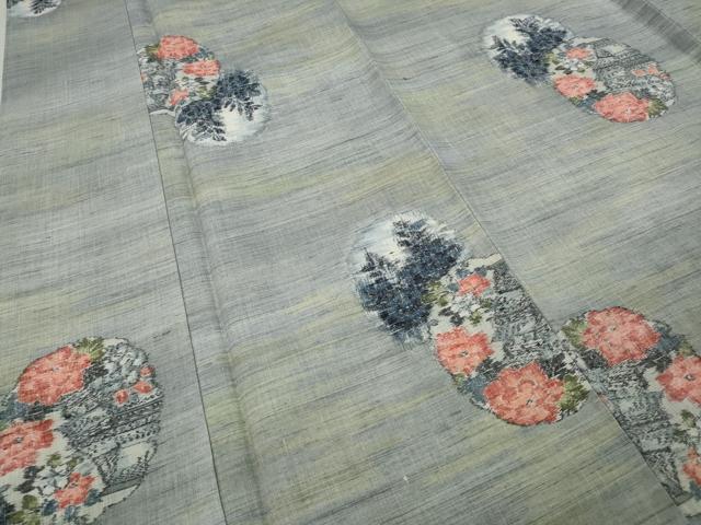 平和屋着物○小千谷紬 雪輪風景花文 正絹 逸品 未使用 CAAW3162ut 紬