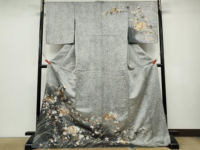 平和屋着物●訪問着　地紙枝花文　暈し染め　金彩　正絹　逸品　未使用　CAAW3174ut