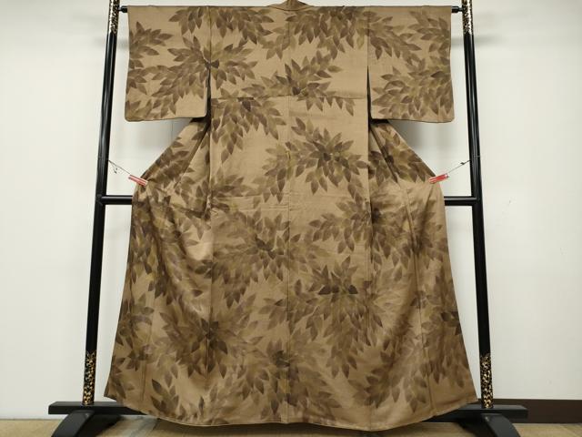 平和屋着物●訪問着　お召地　刺繍　草葉文　正絹　逸品　CAAW3193ut