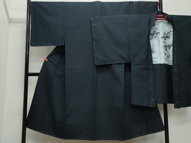 平和屋着物●男性　紬　アンサンブル　黒色　正絹　逸品　未使用　CAAW3610vf