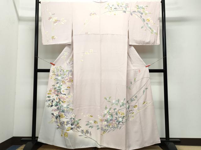 平和屋着物●訪問着　友禅　作家物　枝花文　暈し染め　正絹　逸品　CAAW3614vf