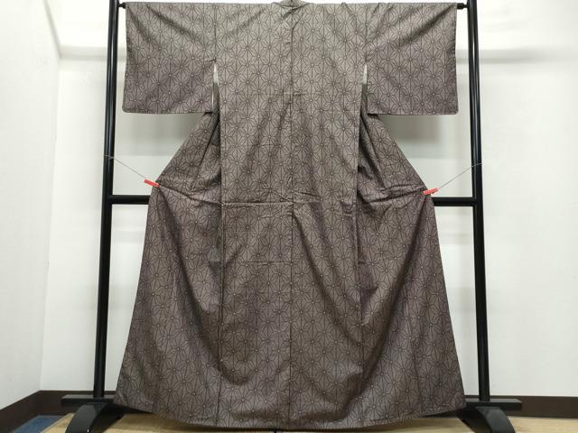 平和屋着物●訪問着　本場染大島紬　麻の葉花文　正絹　逸品　CAAZ8302vf 平和屋着物○訪問着 本場染大島紬 麻の葉花文 正絹 逸品 CAAZ8302vf