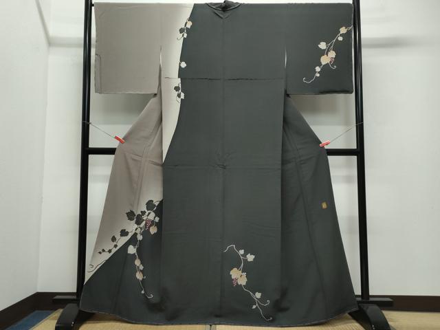 平和屋着物●訪問着　作家物　葡萄蔦の葉文　金彩　正絹　逸品　未使用　CAAW3632vf