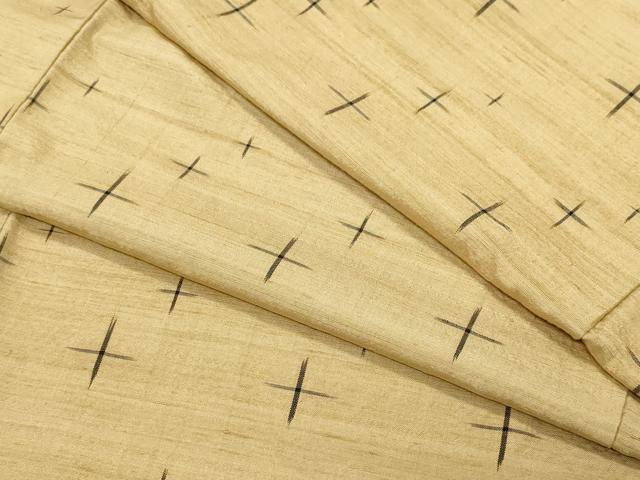 平和屋着物●国指定重要無形文化財　本場久米島紬　手織　十字絣　正絹　逸品　CAAW3638vf