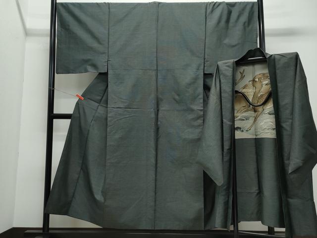 平和屋着物●男性　本場大島紬　アンサンブル　80亀甲　総詰め　正絹　逸品　CAAW3674vf