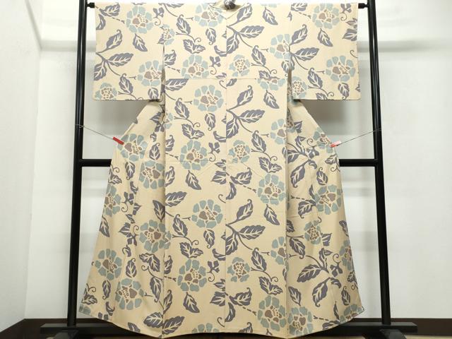 平和屋着物●上質な小紋　更紗花唐草文　正絹　逸品　CAAW3679vf 平和屋着物○上質な小紋 更紗花唐草文 正絹 逸品 CAAW3679vf