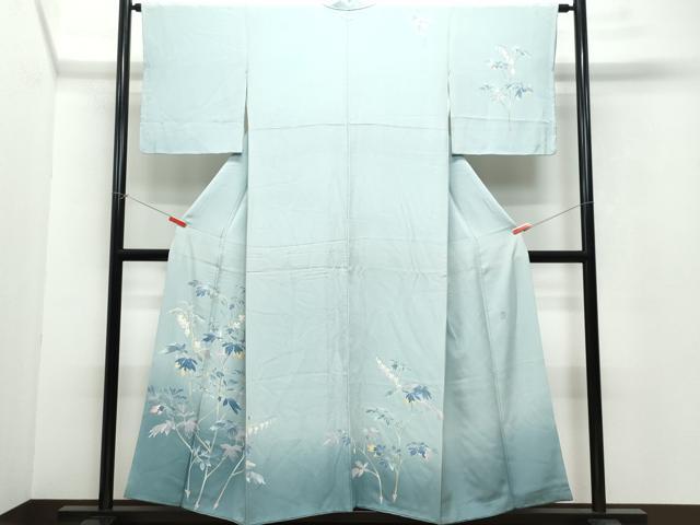 平和屋着物●名匠・初代由水十久師事　本加賀友禅作家　竹内銀風　訪問着　枝花文　正絹　逸品　CAAW3703vf