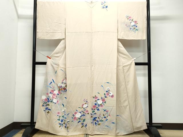 平和屋着物●訪問着　流水鴛鴦草花文　正絹　逸品　CAAW3704vf