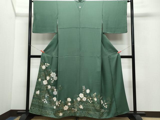 平和屋着物●訪問着　更紗花唐草文　金銀彩　正絹　逸品　CAAW3705vf