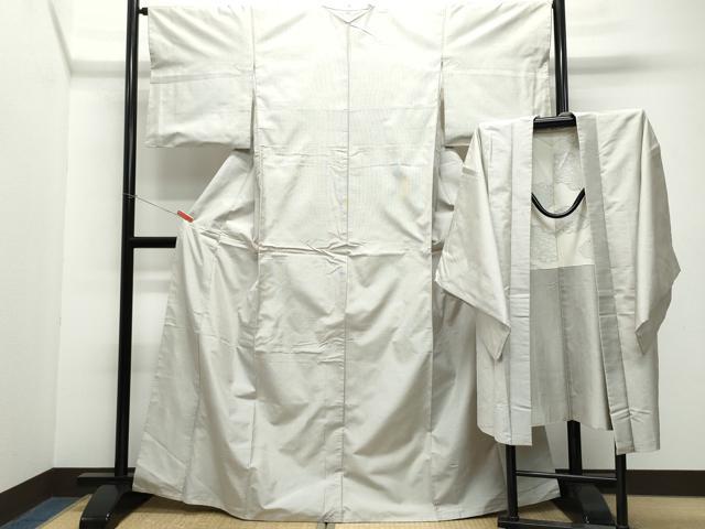 平和屋着物●本場大島紬　アンサンブル　白大島　160亀甲　正絹　逸品　CAAW3739vf