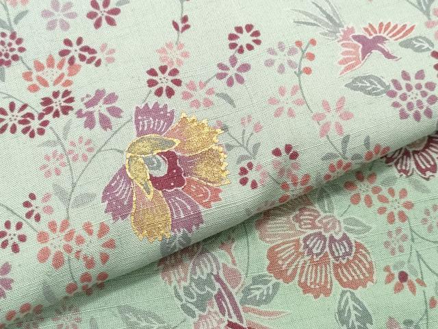 平和屋着物○上質な紬 更紗花鳥唐草文 正絹 逸品 CAAW3780vf