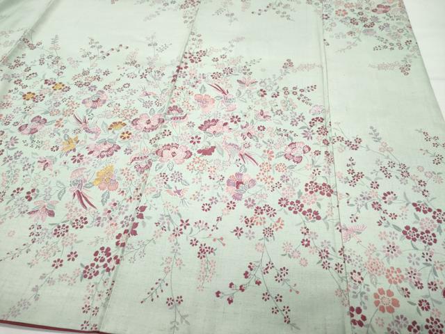 平和屋着物●上質な紬　更紗花鳥唐草文　正絹　逸品　CAAW3780vf 平和屋着物○上質な紬 更紗花鳥唐草文 正絹 逸品 CAAW3780vf