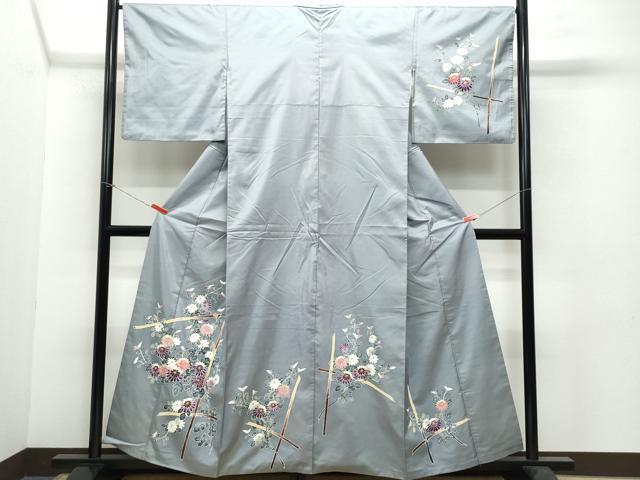 平和屋着物●訪問着　本場染大島紬　草花文　金彩　正絹　逸品　CAAW3785vf