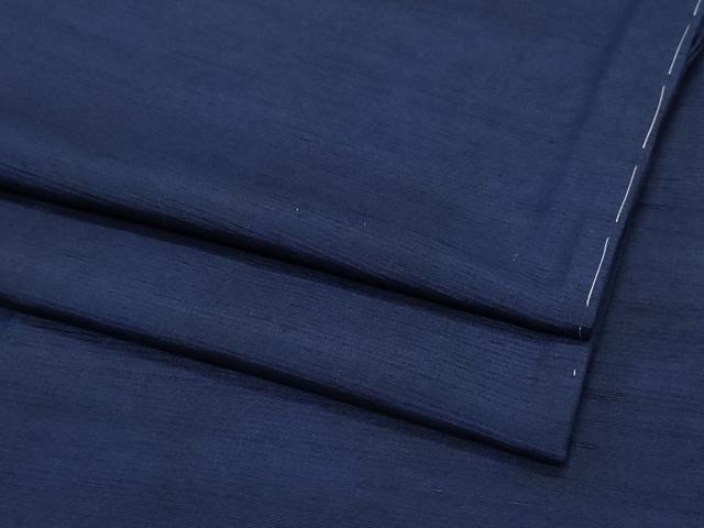 平和屋着物●上質な紬　色無地　鉄紺色　正絹　逸品　CAAW3789vf