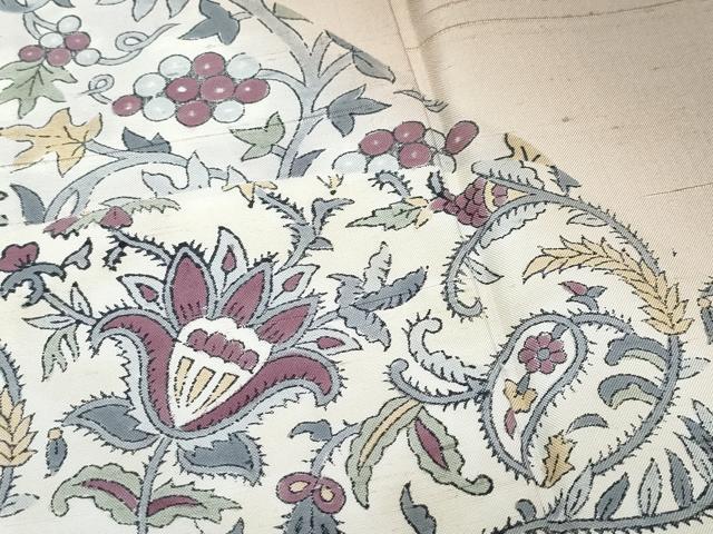 平和屋着物●訪問着　紬地　更紗花唐草文　正絹　逸品　CAAW3792vf 平和屋着物○訪問着 紬地 更紗花唐草文 正絹 逸品 CAAW3792vf