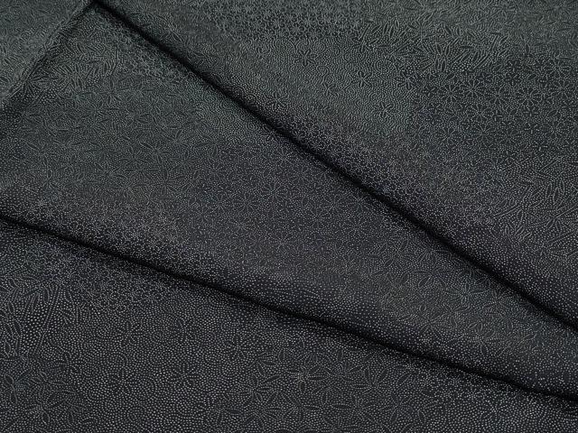 平和屋着物●江戸小紋　草花小紋柄　黒地　正絹　逸品　CAAW3794vf