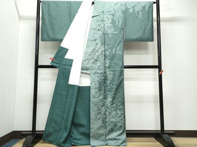 平和屋着物●訪問着　本場染大島紬　草花シルエット　正絹　逸品　CAAW3820vf 平和屋着物○訪問着 本場染大島紬 草花シルエット 正絹 逸品 CAAW3820vf