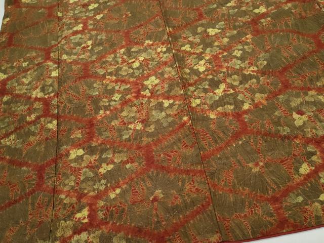 平和屋着物●上質な紬　黄金糸　亀甲舞花文　正絹　逸品　CAAW3825vf 平和屋着物○上質な紬 黄金糸 亀甲舞花文 正絹 逸品 CAAW3825vf