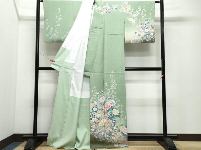 平和屋着物○訪問着 更紗花鳥文 たたき染め 金彩 正絹 逸品 DAAV1050tw