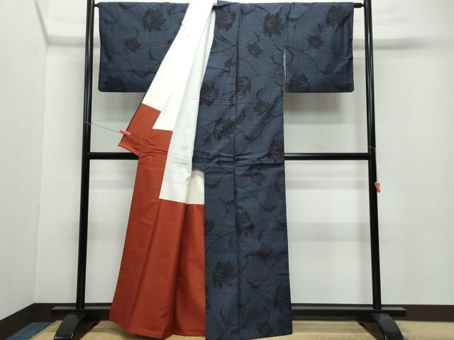 平和屋着物○結城紬 100亀甲 人物風景花文 正絹 逸品 CAAX4609ut 平和屋