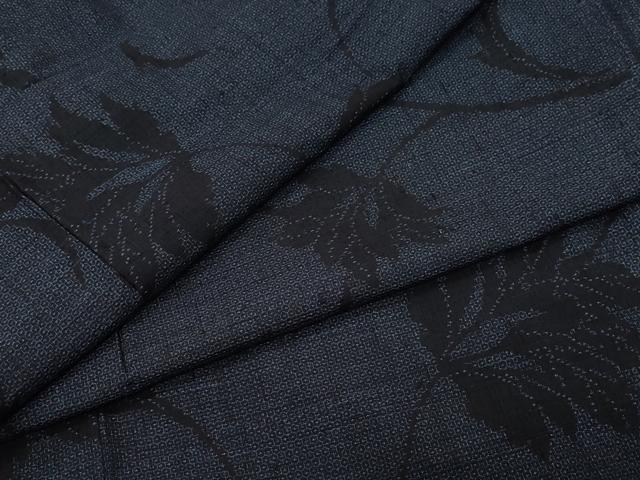 平和屋着物●結城紬　100亀甲　枝葉文　正絹　逸品　CAAW3834vf