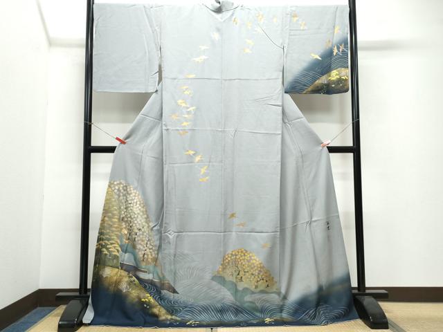 平和屋着物●訪問着　作家物　立波草花文　金彩　正絹　逸品　CAAW3839vf