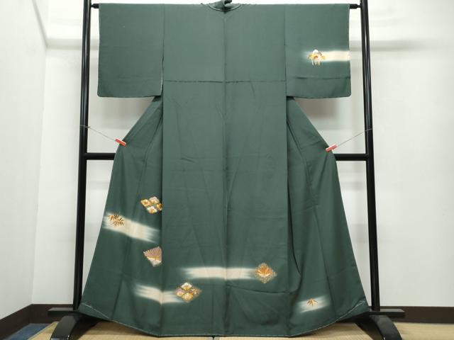 平和屋着物●訪問着　総刺繍　駒刺繍　草花文　金彩　正絹　逸品　未使用　CAAW3842vf