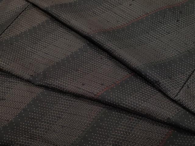 平和屋着物●結城紬　100亀甲　斜線文　近鉄百貨店扱い　正絹　逸品　未使用　CAAW3854vf