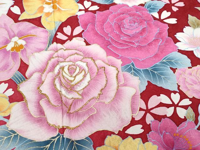 平和屋着物○豪華振袖 刺繍 舞花文 金彩 京都きもの友禅扱い 正絹 逸品