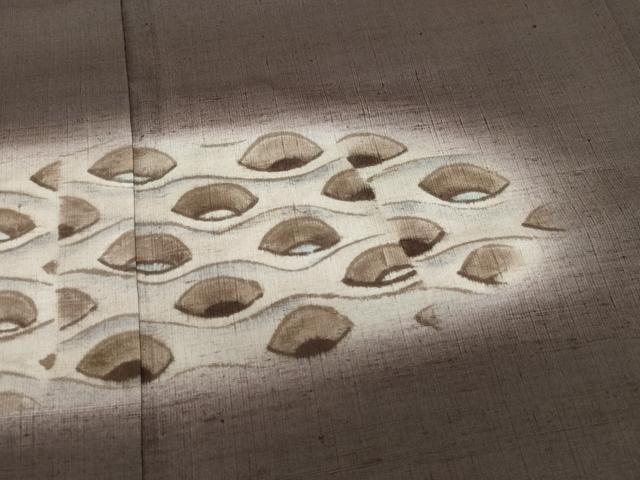 平和屋着物○訪問着 結城真綿紬 貝合わせ文 反端付き 正絹