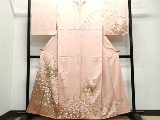 平和屋着物●訪問着　地紙草花文　暈し染め　金彩　正絹　逸品　CAAW3878vf