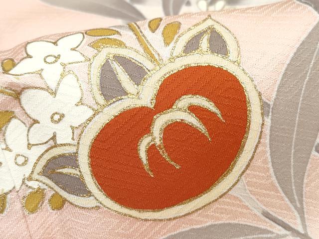 平和屋着物●訪問着　作家物　駒刺繍　橘　金彩　正絹　逸品　CAAW3882vf 平和屋着物○訪問着 作家物 駒刺繍 橘 金彩 正絹 逸品 CAAW3882vfの