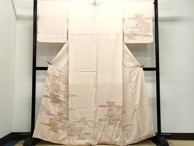 平和屋着物●訪問着　絞り　刺繍　吉祥草花文　金彩　正絹　逸品　CAAW3892vf