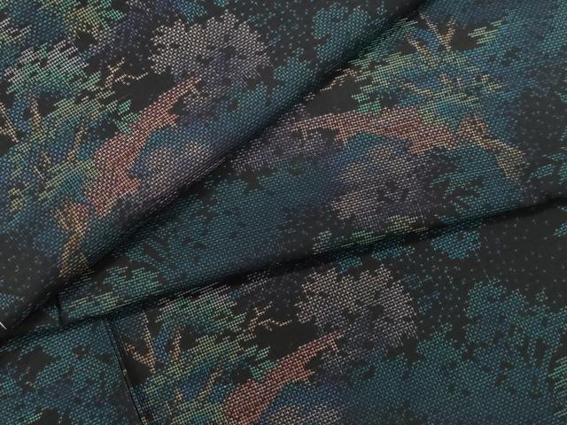 平和屋着物●本場大島紬　9マルキ　風景草木文　正絹　逸品　CAAW3901vf