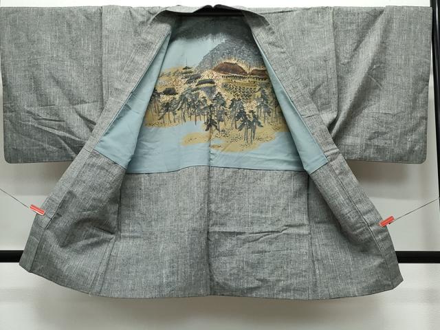 平和屋着物○男性 紬 アンサンブル 霞文 正絹 逸品 CAAW3904vf 