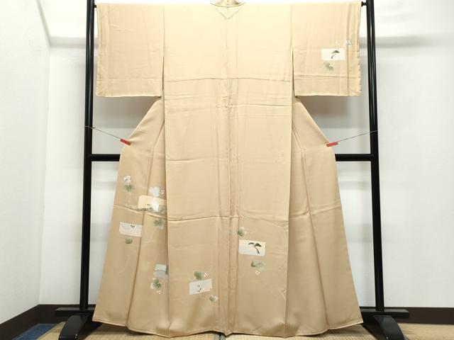 平和屋着物●訪問着　白鷺　葡萄蔦の葉文　金彩　正絹　逸品　CAAW3911vf